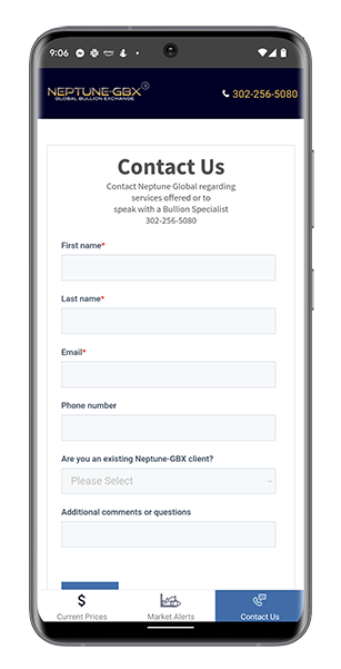 Neptune-GBX Mobile App Contact Screen